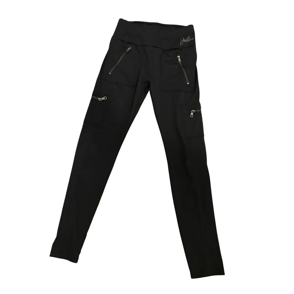 Justice Active Girls Black Zip-Pocket Leggings‎